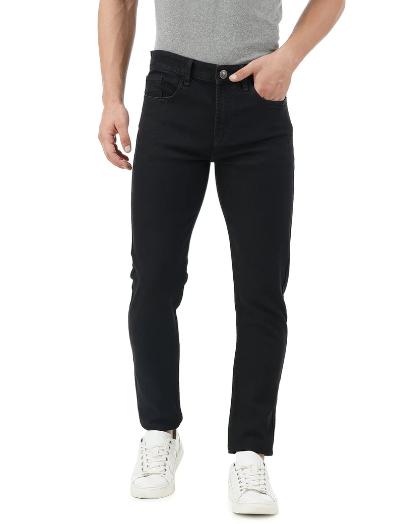 Inkd Super Black Men's Slim Fit Jeans - Mid-Rise | Cotton Blend | Stretchable Fabric | Jeans for Men | Classic 5 Pocket Styling for Men | Best Price UAE